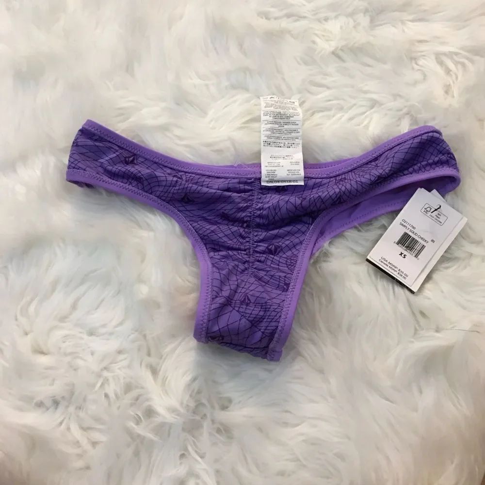 NEW Volcom Women’s Simply Solid Cheeky Purple Swimsuit Bottoms Size XS - Picture 5 of 13